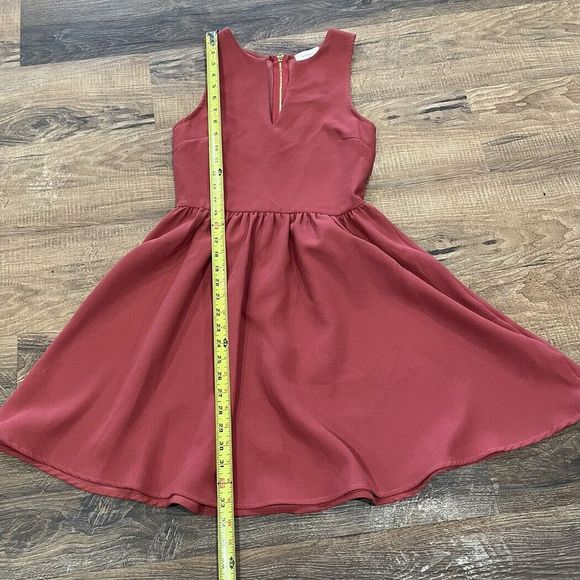 Everly Anthropologie Women's Rust RedV-Neck Back Zipper Mini Dress SZ Small EUC! - Picture 5 of 5
